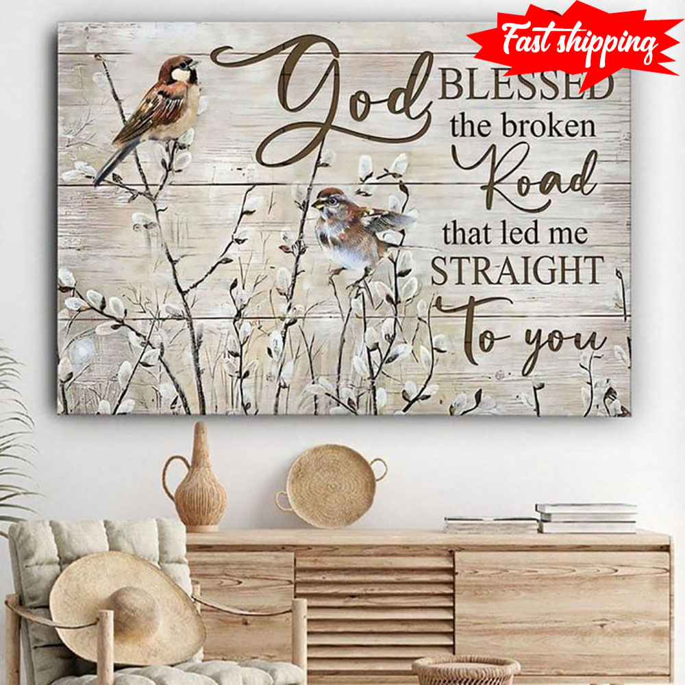 God Blessed The Broken Road Art Old Couple Canvas God Blessed The Broken Road Personalized Wall Art For Couples