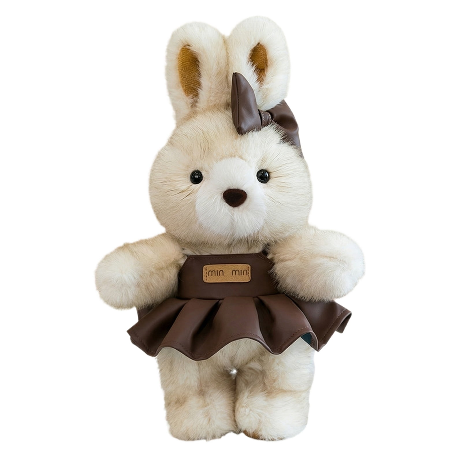 Vintage Couple Outfit Bunny Plush Toy, Retro Style Plush Rabbit with Bow & Ruffled Skirt, for Kids' Bedroom Decor, Valentine's Day Gift, Daily Play