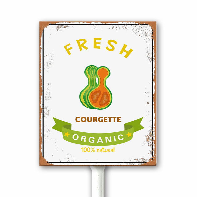 Vintage Courgette Metal Sign Outdoor Plant Label Funny Vegetable Garden