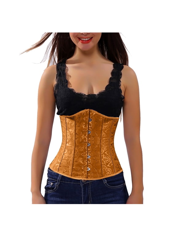 Vintage Court Corset Belt for Women Plus Size Steampunk Jacquard Bustier Renaissance Underbust Bodice for Party