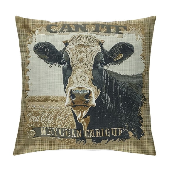 Vintage Cow Feed Sack Pillow,Home Decorative Throw Pillow Cove Cushion for Couch/Sofa/Bedroom/Livingroom/Kitchen/Car Pillow case