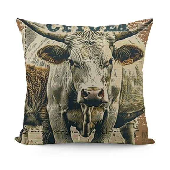 Vintage Cow Feed Sack Pillow,Home Decorative Throw Pillow Cover Cushion for Couch/Sofa/Bedroom/Livingroom/Kitchen/Car illow case
