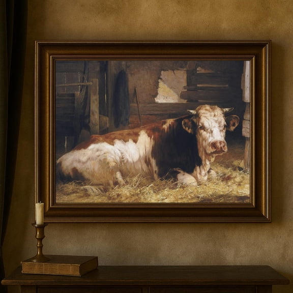 Vintage Cow Poster Rustic Farmhouse Animal Art Unframed Paper Print
