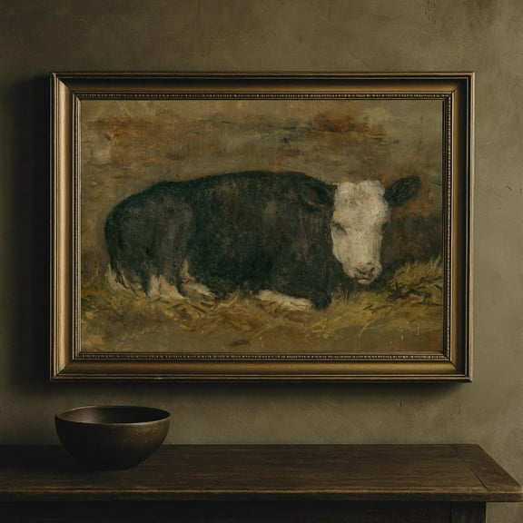 Vintage Cow Rustic Farmhouse Animal Poster Unframed Paper Print