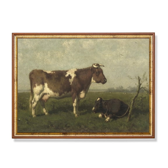 Vintage Cow Rustic Farmhouse Animal Print Poster, Size 8x12 UNFFRAMED F03.1.7l886