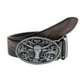 thumbnail image 1 of Vintage Cowboy Belt for Men Teens Denims Pants Belt TexasBull Buckle Belt for Male Metal Carved Bull Buckle Jeans Belt, 1 of 9
