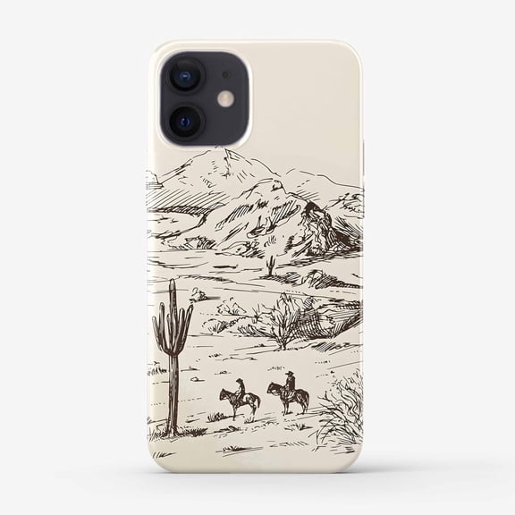 Vintage Cowboy Case for iPhone 12 and 12 Pro, Abstract Wild West Landscape Pattern, Cool Trendy Smooth Bright Tough PC Case Compatible with iPhone 12 and 12 Pro