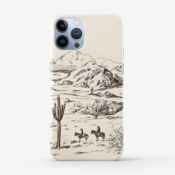 Vintage Cowboy Case for iPhone 15 Pro Max, Abstract Wild West Landscape Pattern, Cool Trendy Smooth Bright Tough PC Case Compatible with iPhone 15 Pro Max