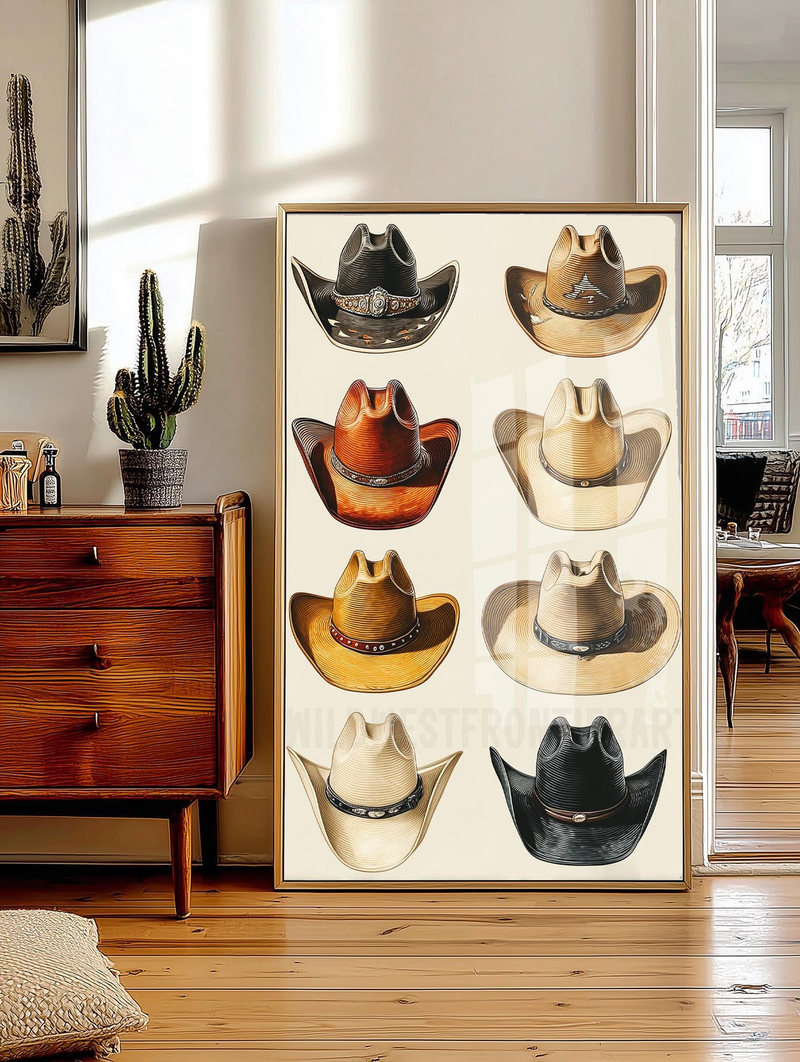 Vintage Cowboy Hat Poster, Rustic Western Wall Art Print Home Decor ...