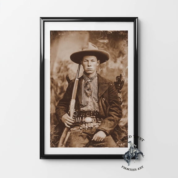 Vintage Cowboy Outlaw Poster, Sepia Tone Western Americana Wall Art Home Decor #3144, Unframed Poster Size 8x12