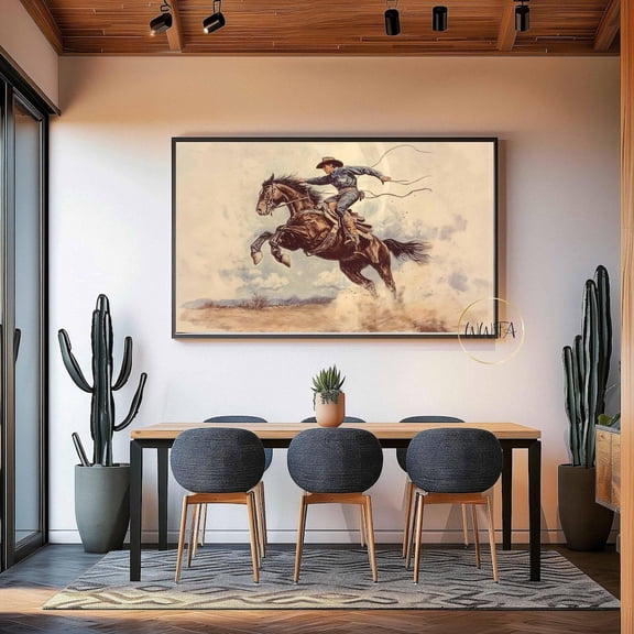 Vintage Cowboy Poster, Western Rodeo Cowgirl Wall Art Home Decor #3152, Unframed Poster Size 24x36