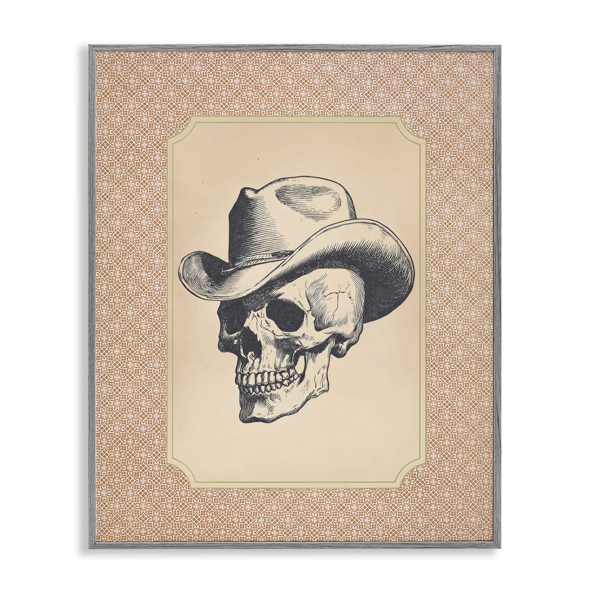 Vintage Cowboy Skull Gray Framed Giclee Art, design by Arlington Prints