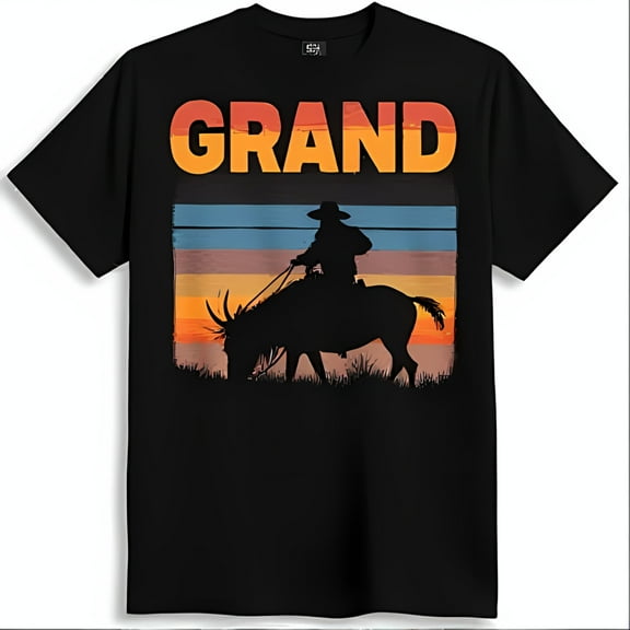 Vintage Cowboy Sunset T-Shirt Bold Graphic Tee for Men