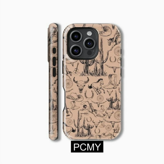 Vintage Cowboy Western Style Phone Case for iPhone 11 12 13 14 15 16 Pro Max