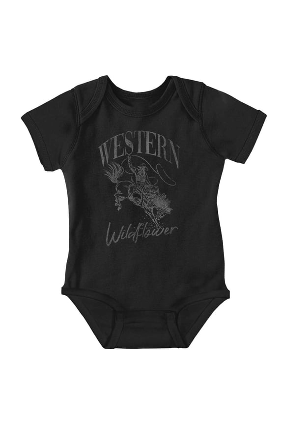 Vintage Cowboy Western Wildflower Romper Boys or Girls Infant Baby Brisco Brands NB