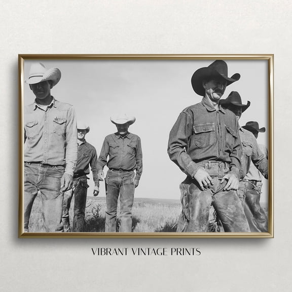 Vintage Cowboys Black And White Photo: Western Wall Art UNFRAMED PAPER POSTER, Home Decor