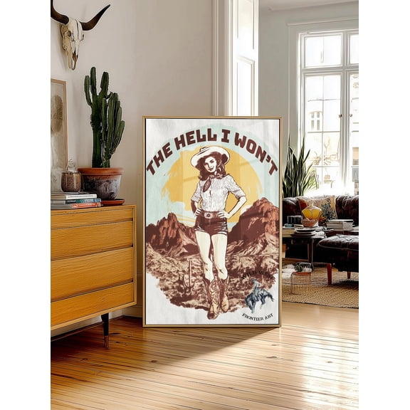 Vintage Cowgirl Pin,Up Poster, 1950S Western Americana Art Print Home Decor #3166, Unframed Poster Size 8x12