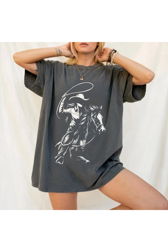 Vintage Cowgirl Silhouette Western Rodeo T-Shirt All Size S-3XL