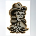 thumbnail image 1 of Vintage Cowgirl Tattoo Design. Poster Wall Art, Modern Wall Decor For Living Room Bedroom, 24x36 UNFRAMED, 1 of 3