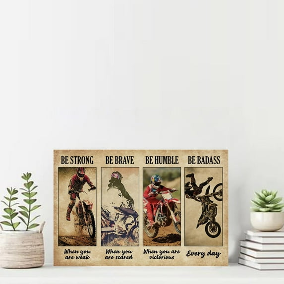 Vintage Cowgirls Be Strong Be Brave Be Humble Be Badass Wall Art Poster 11 x 17 Inch Poster