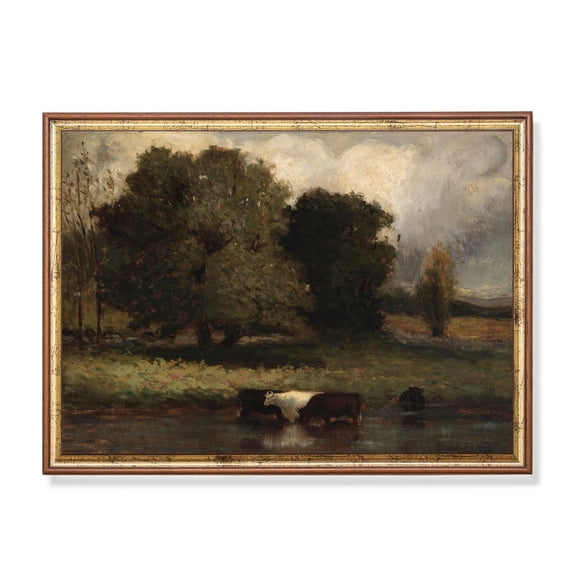 Vintage Cows Landscape Moody Rustic Art Poster Unframed Paper Print