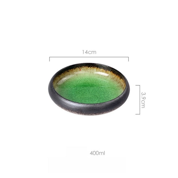 Vintage Crackle Glaze Ceramic Round Plates Ice Crack Kiln Glaze Serving Bowls 5 6 8 Inch Three Color Green Yellow Blue For Restaurant Hotel Home Salad Pasta Appetizer Table Setting Tableware 
