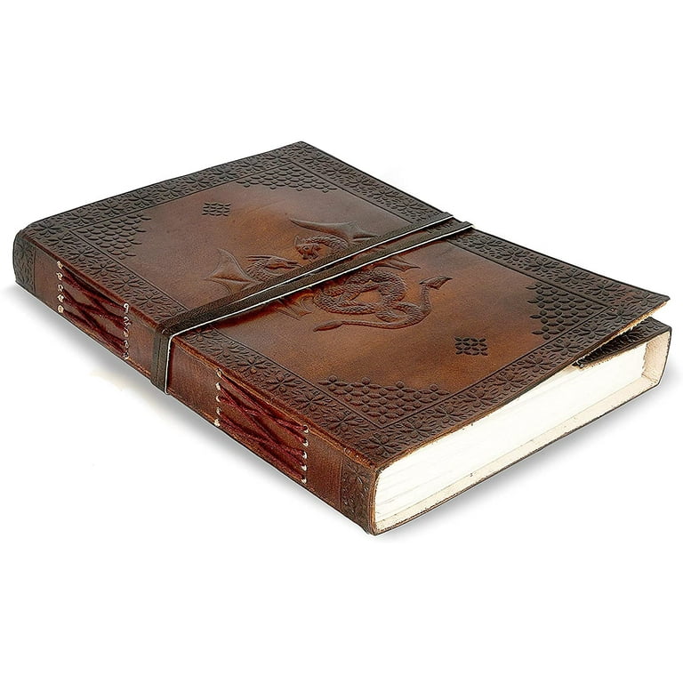 Vintage Crafts Handmade Double Dragon Leather Bound Journal 
