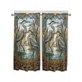 thumbnail image 1 of Vintage Cranes Living Room Curtains 2 Panel, Country Retro Chic Glass Flower Textured Cafe Window Treatment, Extra Long Farmhouse Bedroom Bathroom Kitchen Curtains Drapes 104"x72", 1 of 6