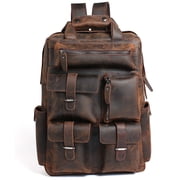 Vintage Crazy Leather Shoulder Bag First Layer of Leather Backpack, Mens Casual Leather Backpack - 12.5 L x 5 W x 18 H