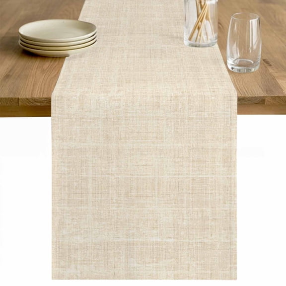Vintage Cream Cotton Linen Rectangle Table Runners 13"x36", Modern Art Farmhouse Solid Color Coffee Table Runner Dresser Scarves Luxury Table Runners for Wedding Party Banquet Dinner Decor