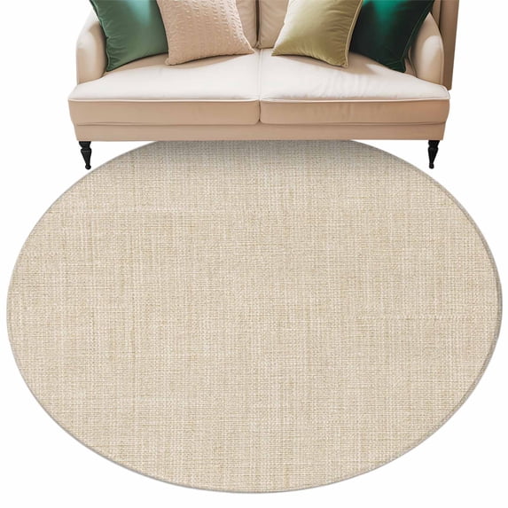 Vintage Cream Large Area Rugs for Bedroom Living Room, Soft Non Slip Carpet Bedside Rug, Farmhouse Retro Beige Solid Color Round Floor Cover Kitchen Accent Rug 7' for Dining Room/Office