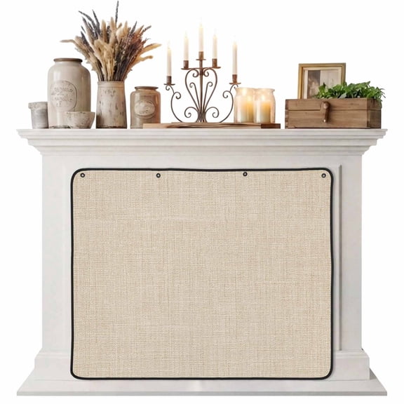 Vintage Cream Magnetic Fireplace Cover, Fireplace Draft Blocker, Farmhouse Retro Beige Solid Color Fireplaces Blanket for Heat Loss/Cold Air, Fireplaces Draft Stopper Cover for Inside 36"x27"