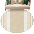 thumbnail image 1 of Vintage Cream Striped Round Rug 8ft Washable Circle Rugs Non Slip Farmhouse Modern Stripes Boho Linen Large Area Rug Indoor Floor Carpet for Bedroom Kitchen Living Room Office Dining Room Nursery, 1 of 9