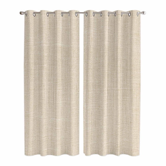 Vintage Cream Window Curtains Panels with Silver Grommet,Farmhouse Retro Beige Solid Color Kitchen Cafe Curtain Draperies Window Treatment Set for Living Room/Bedroom/Bathroom/Cafe,84x84