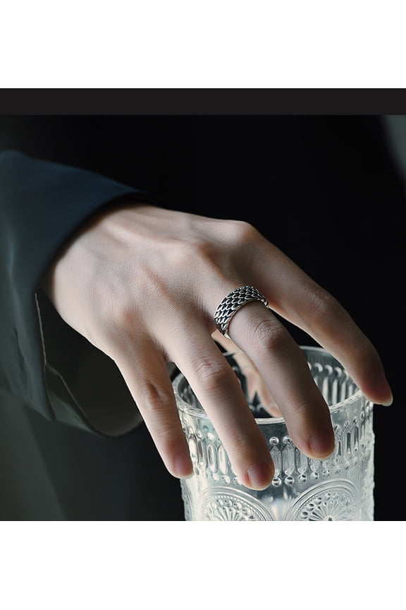 Vintage Creative Dragon Scale 14K White Gold Ring men women Decorative Accessories For Holiday Birthday Party Men's Accessories