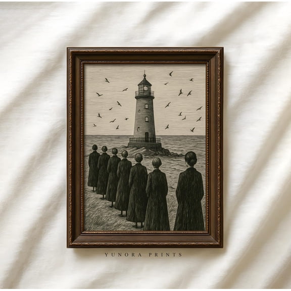 Vintage Creepy Lighthouse, Art , Gothic Wall Decor, Unframed Paper Print