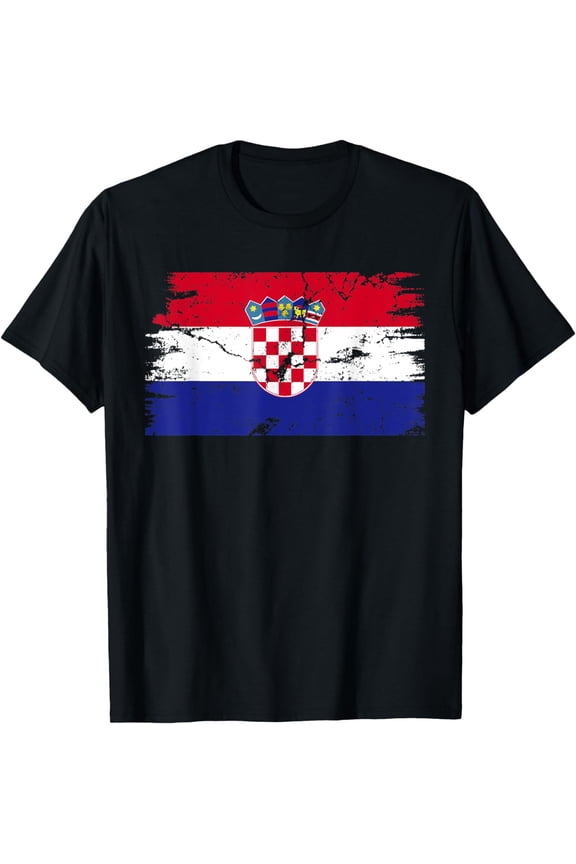Vintage Croatia Croatian Flag Pride Support Croat T-Shirt mens t shirt，black，women，funny，misfits，men，journey，t-shirt