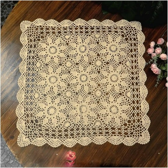 Vintage Crochet Square Table Cover Lace Doilies Home Decor Tablecloth Furniture Cover