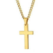 PANGHENG Vintage Cross Pendant Necklace Stainless Steel Necklace Black Chain Pendant Necklace Men Women Necklace (size: 60 Cm, Color: Black)