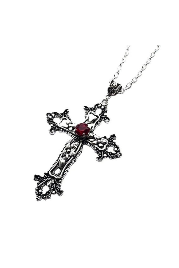 Vintage Cross Pendant Necklace for Women Goth Accessories Gothic Male Neck Long Chain Summer Aesthetic Holiday Gifts