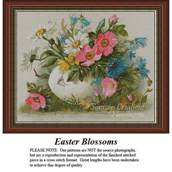 Vintage Cross Stitch Pattern | Easter Blossoms (Pattern Only, You Provide The Floss and Fabric)