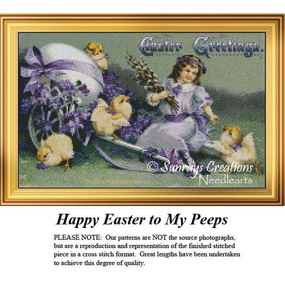 Vintage Cross Stitch Pattern | Happy Easter to My Peeps (Pattern Only, You Provide The Floss and Fabric)