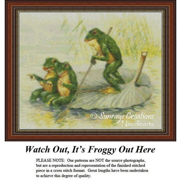 Vintage Cross Stitch Pattern | Watch Out, It's Froggy Out Here (Pattern Only, You Provide The Floss and Fabric)