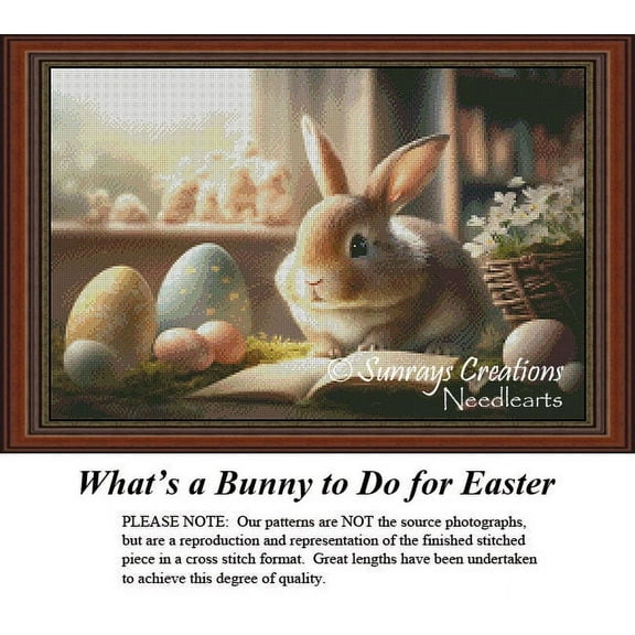 Vintage Cross Stitch Pattern | What's a Bunny to Do for Easter (Pattern Only, You Provide The Floss and Fabric)