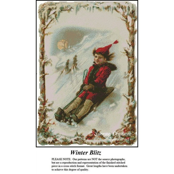 Vintage Cross Stitch Pattern | Winter Blitz (Pattern Only, You Provide The Floss and Fabric)