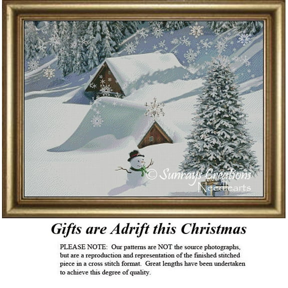 Vintage Cross Stitch Patterns | Gifts Are Adrift This Christmas (Pattern Only, You Provide The Floss and Fabric)