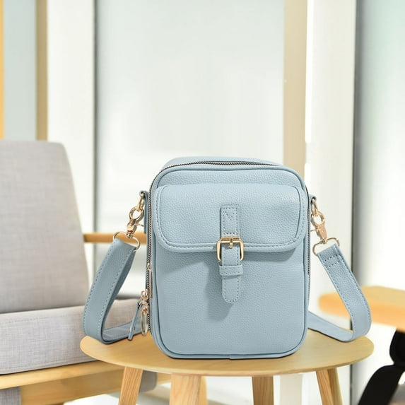 Vintage Crossbody Messenger Bag - Anti-Theft Nylon Purse with Card Slots for Daily Essentials, Travel Shoulder Bag(Light Blue)