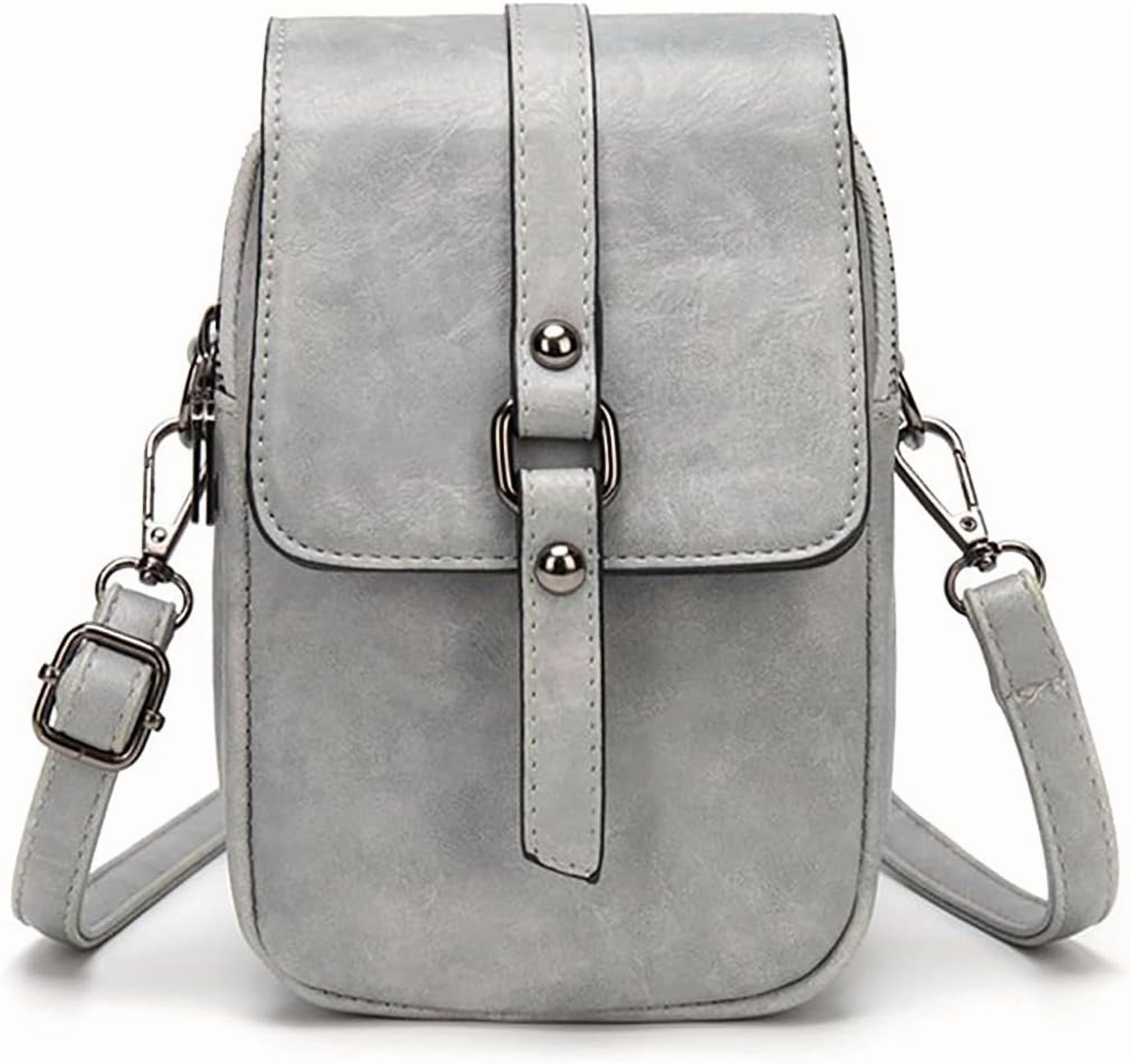 Vintage Crossbody Phone Bag for Women, Small Leather Shoulder Purse and Handbag with Tassel&Rivet Decoration