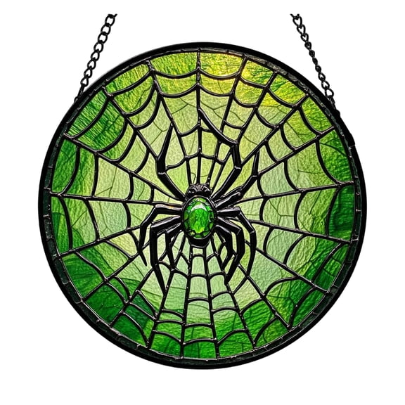 Vintage Crow Skeleton Key Stained Glass Window Hanging Decor, Gothic Raven Tombstone Acrylic Suncatcher Wall Ornament Halloween Home Decor