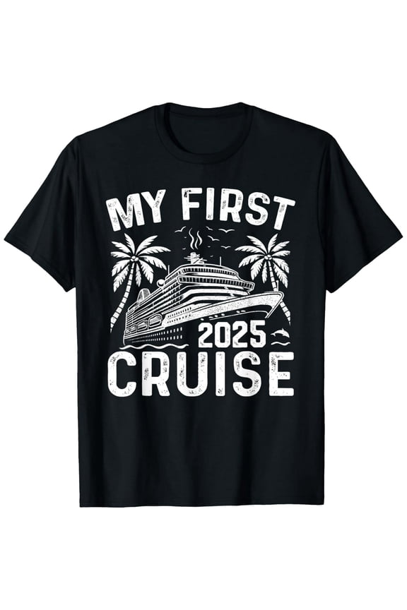 Vintage Cruise Ship Graphic T-Shirt My First Family Vacation Tee